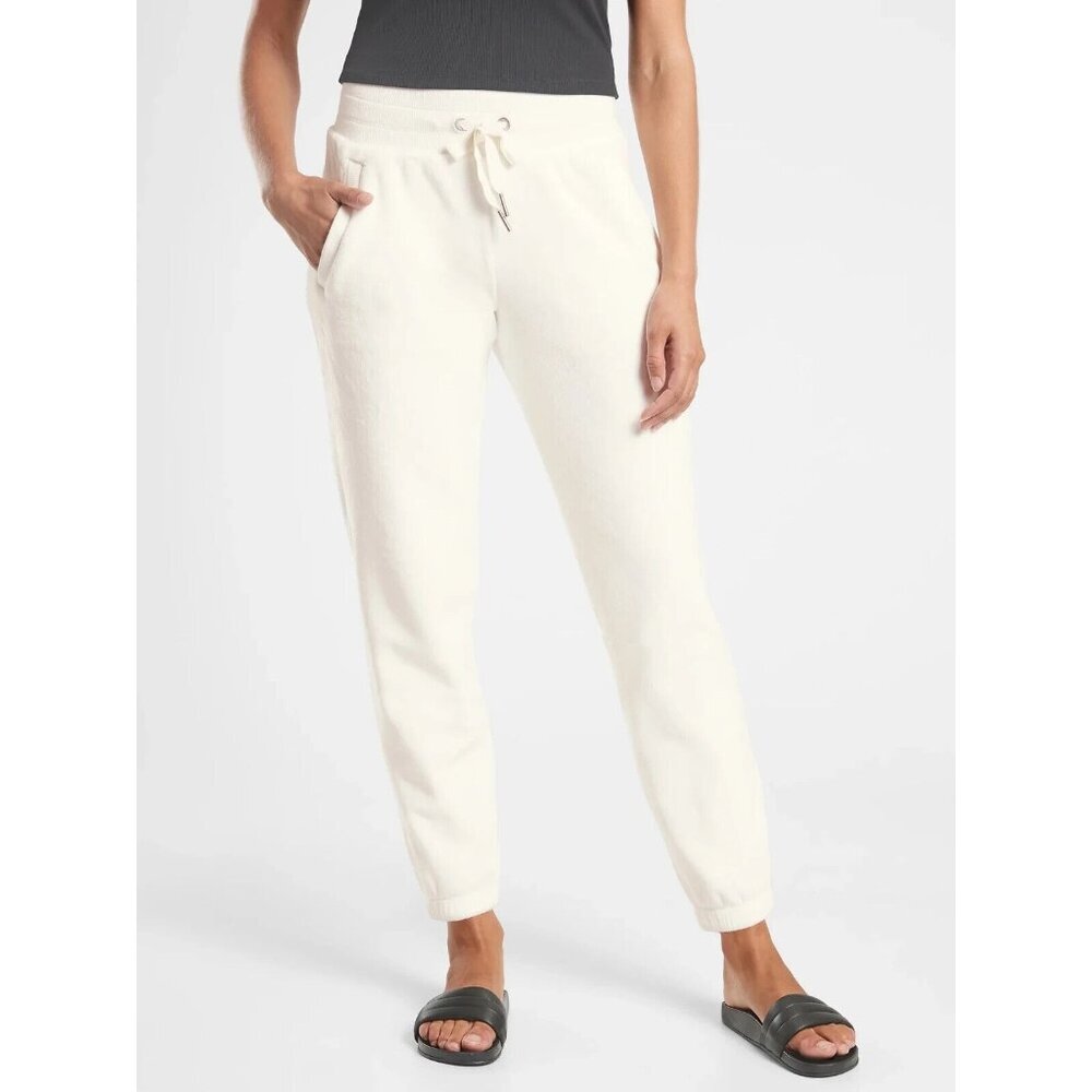 Athleta Cozy Karma Recover Jogger Pant Velour Velvet Sea Salt White Size 1X